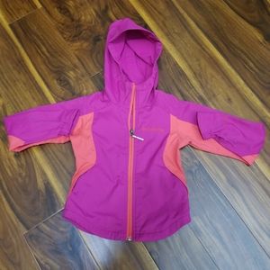 Columbia Omni-Shield Hooded Windbreaker Rain Jacket Girls XXS 4/5 Orange Pink